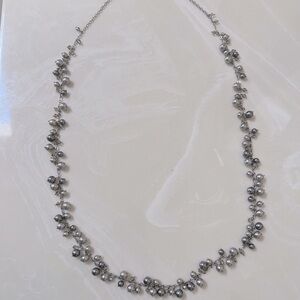 Banana Republic Long Silver, Pearl & Crystal Necklace